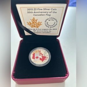 RCM Fine Silver Coloured Coin- 50th Anniversary of the Canadian Flag (2015)